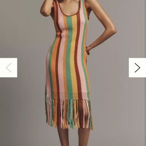 Multicolor Striped Fringe Dress